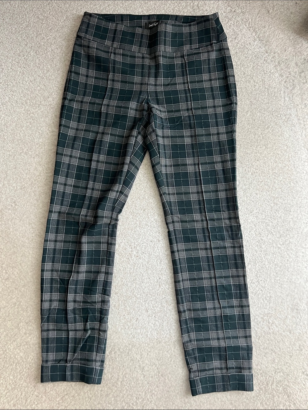 Lord & Taylot Dark Green and Gray Plaid Slim ankle Pants